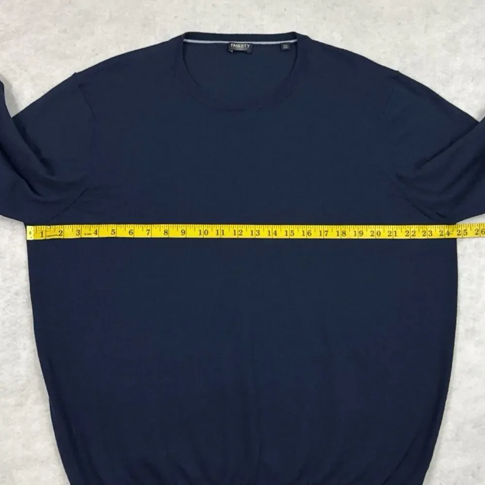 Faherty Sweater Mens XXL Navy Blue Reserve Crewneck Cotton Blend Pullover